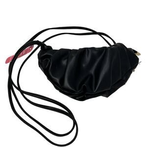 NEW! Beya Vegan Leather Twisted Baguette Bag Zip Top Adjustable
